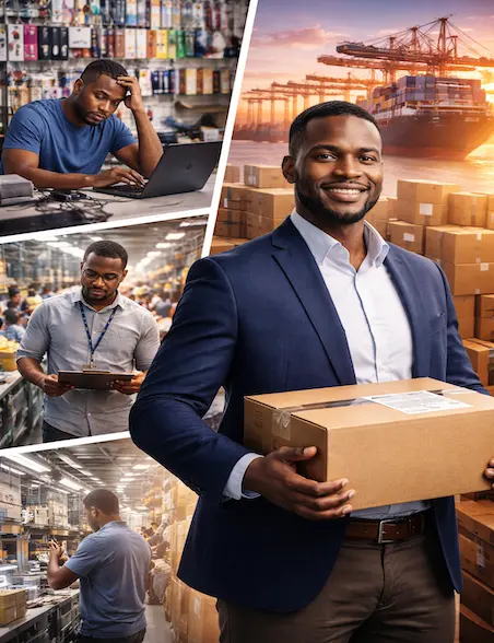 An entrepreneur connecting goods to business growth